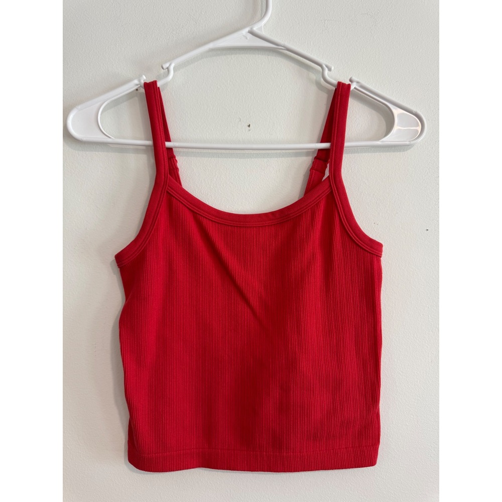 No Boundaries Ribbed Seamless Camisole Women Size M Red Adjustable Straps